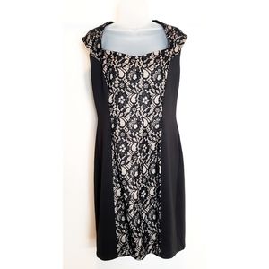 CYNTHIA ROWLEY Black Floral Lace Panel Dress